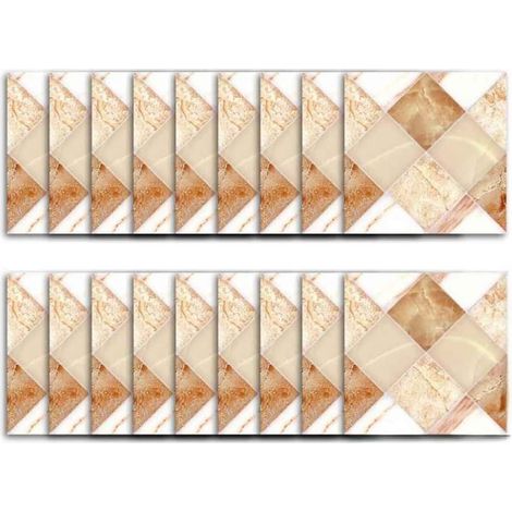 Autocollants pour Salle de Bain Pvc 18 Pcs Autocollant Mural à Décoller Marron Imperméables, Résistants la Chaleur, Faciles à Nettoyer, Cuisine et Crémaillère (1/5)