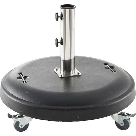 Supporto per ombrellone rotondo con ruote nere da 50 kg in calcestruzzo - Hespéride