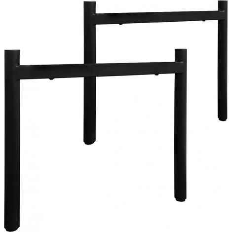 4 pieds de table de repas minimalistes métal noir H.65 cm - 09 (1/5)