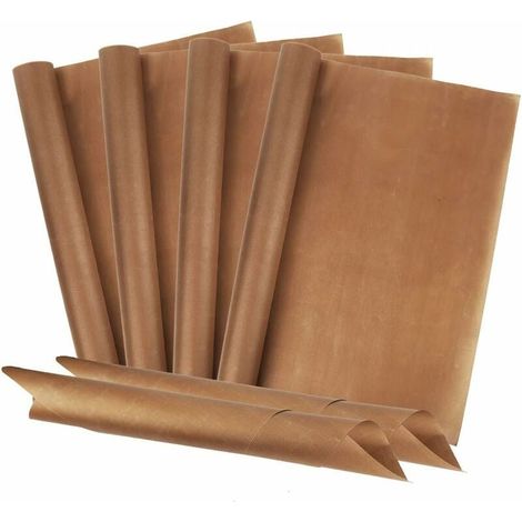 Feuille de cuisson permanente (lot de 6, 40 x 60 cm) Papier de cuisson de qualité supérieure en fibre de verre, papier de cuisson réutilisable, résistant à la chaleur et antiadhésif Peut être