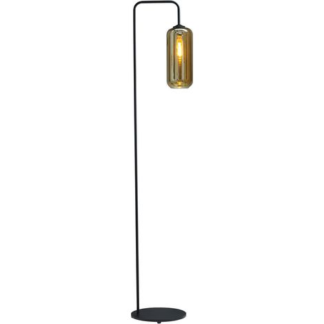 Lampadaire noir Quinto avec verre cylindrique à fumée - 1262-05-05-5