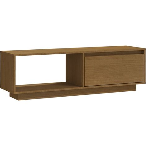 Mobile TV multimediale scaffale per televisione televisore buffet sala da pranzo soggiorno camera da letto miele 110 x 30 x 33,5 cm legno di pino massiccio marrone 020027697