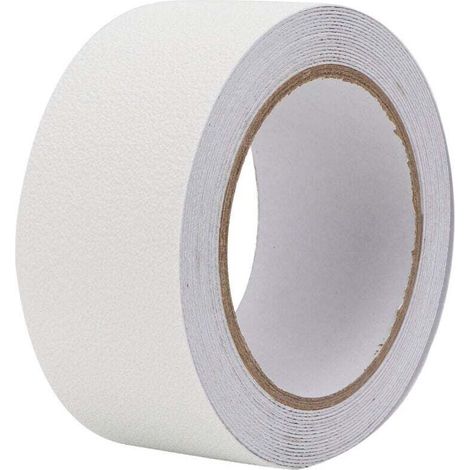 Nastro adesivo antiscivolo in gomma PEVA/PU per pavimenti, scale, gradini, striscia di sicurezza abrasiva e antiscivolo, 5 m (bianco) -Crezuo