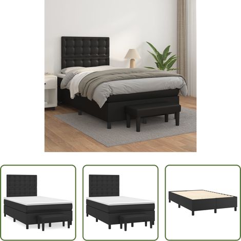 vidaXL Matratze -  Boxspringbett mit Matratze Schwarz 120x200 cm Kunstleder (1/5)