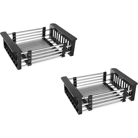 Égouttoir coulissant en acier inoxydable pour évier, égouttoir réglable, étagère de rangement pratique pour évier (1/5)