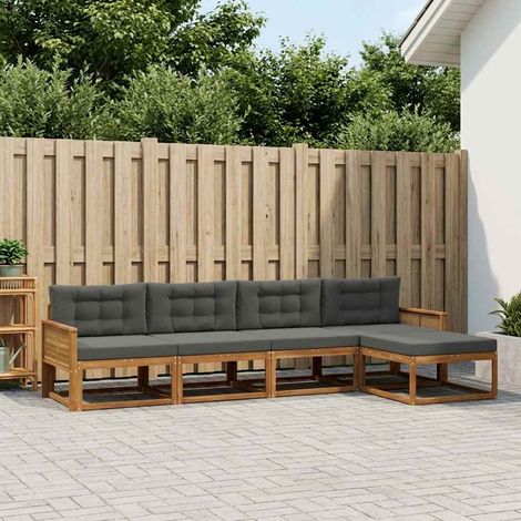 vidaXL Outdoor-Sofagarnitur mit Kissen 5 pcs Natur und Anthrazit (1/5)