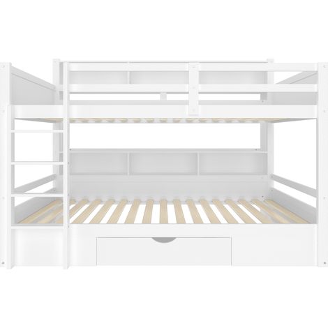 Letto a castello 90 x 200 cm in pino e MDF con cassetto e vani portaoggetti bianco HOMVRA (1/5)