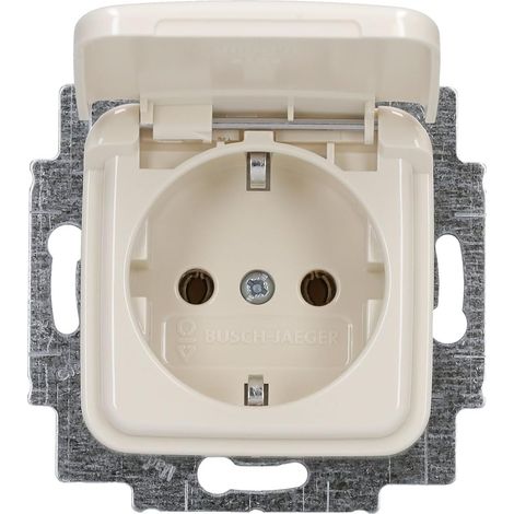 Prise de courant, couvercle clapet (SCHUKO), blanc crème, Duro 2000 SI (1/5)