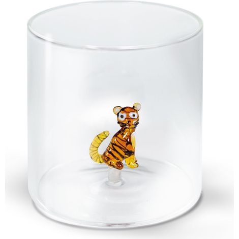 WD LifeStyle Bicchiere Vetro Borosilicato Cc 250 ml Decoro Gatto Tigrato