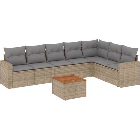 Maison Exclusive - Set Divano da Giardino 8 pz con Cuscini Beige Misto Polyrattan (1/5)