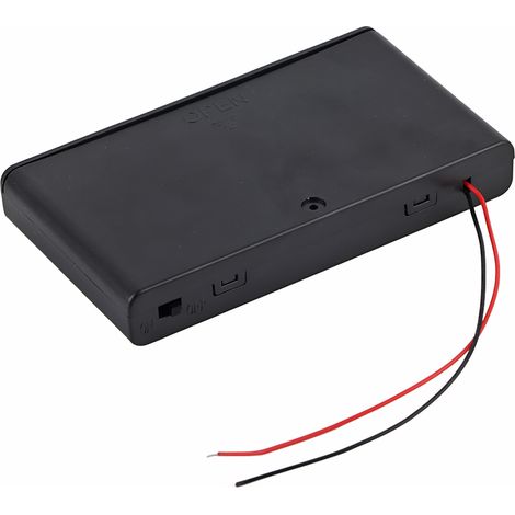 Portabatterie portatile per 8 batterie AA, con coperchio e interruttore di alimentazione.