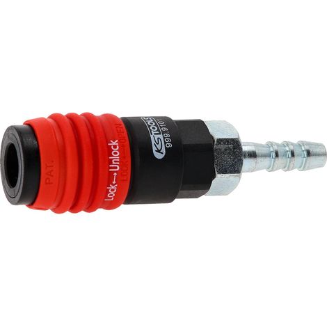 KS TOOLS 999.9101 RACCORD DE SÉCURITÉ UNIVERSEL 3 EN 1 POUR AIR COMPRIMÉ 9 MM AVEC EMBOUT DE TUYAU (1/4)