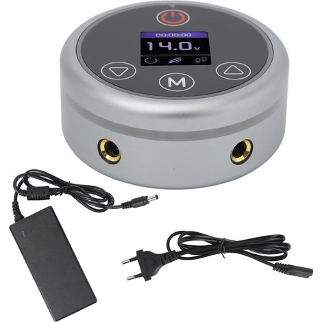 Alimentation tatouage double sortie écran tactile LCD, 2 modes réglage tension, machine à tatouer batterie 100‑240V prise UE (1/5)