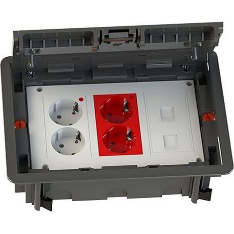 Kit puesto trabajo suelo empotrar 4 schukos y 2 RJ45 Blanco (1/4)