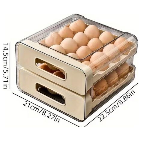 Ensemble de rangement pour œufs en plastique, 2 niveaux, grande capacité pour 32 œufs. Porte-œufs transparent pour réfrigérateur, étagère à œufs, boîte à œufs, panier à œufs et plateau à œufs. (1/4)