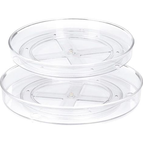 Set mit 2 drehbaren Lazy Susan Küchentabletts, 360° drehbare Aufbewahrungstabletts für Küche und Bad (27 x 4,6 cm + 23,5 x 3,8 cm) (1/5)