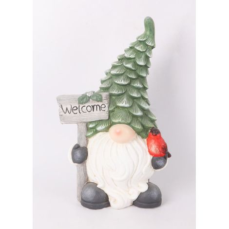 Dekofigur Zwerg Welcome 41 x 25 cm grün weiß Weihnachtscharaktere