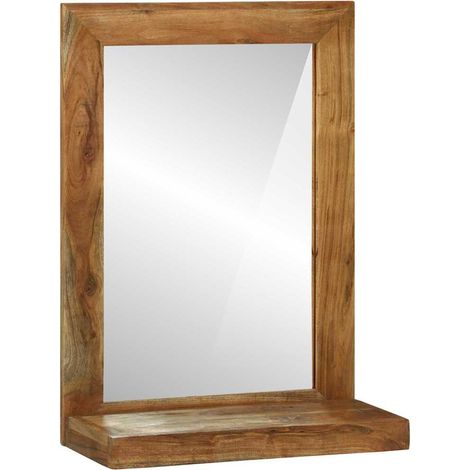 vidaXL Miroir de salle de bain avec miroir Marron Bois d'Acacia Massif (1/5)