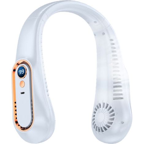 Ventilatore da collo portatile, piccolo ventilatore USB, ventilatore da collo senza pale, bianco (1/2)