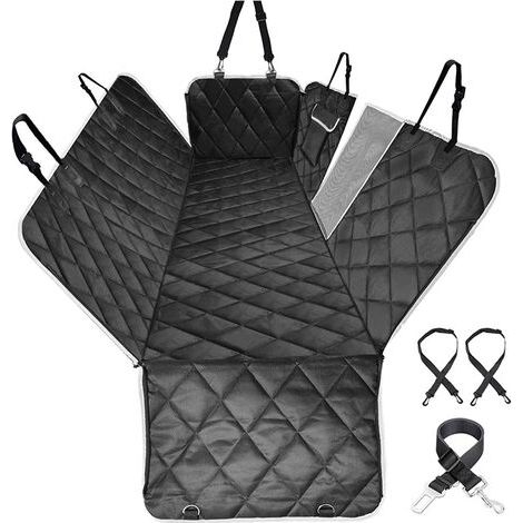 Housses de Siège d'auto pour Chien, Housse Protection de Siège d'arrière avec Fenêtre de Visualisation, Housse Banquette Imperméable pour Voiture et SUV, en Plaid de Football(147 x 137cm)Noir1 (1/5)