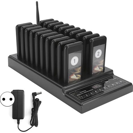 Drahtloses Rufsystem für Restaurants, 999 Kanäle, SU-68Z Pager, 110–240 V, EU-Stecker (1/5)