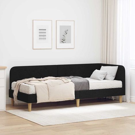 Eckbettgestell Schwarz 80 x 200 cm Stoff