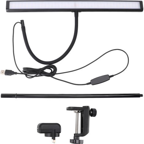 Ortviai Lampe de bureau à pince LED réglable avec col de cygne, 3 températures de couleur et mémoire d'alimentation (1/5)