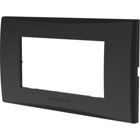 Placca 4 moduli 504 in plastica nera compatibile anche con Vimar Plana