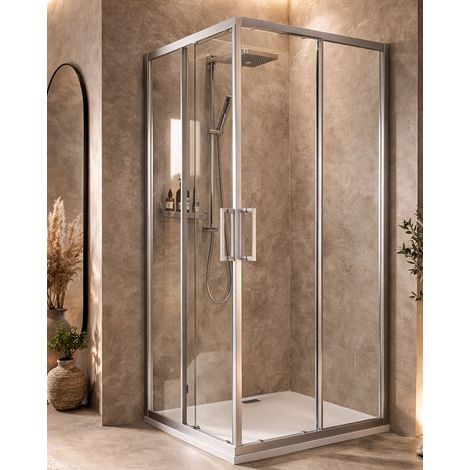 Box doccia 90x90 Marsiglia due scorrevoli reversibile trasparente H 195 cromo (1/5)
