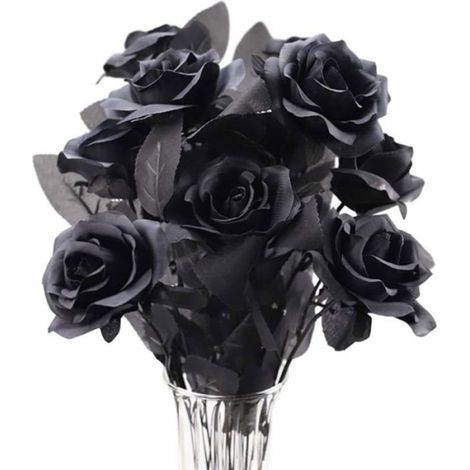 Lot de 10 roses noires artificielles en soie, fleur réaliste, pour mariage, maison, bureau, fête Label (1/3)