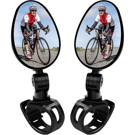 Lot de 2 mini rétroviseurs universels pour vélo, caméra de recul rotative à 360°, rétroviseurs en verre pour guidon de vélos, vélos électriques, scooters, à fixer à gauche et à droite sur le guidon. (1/5)