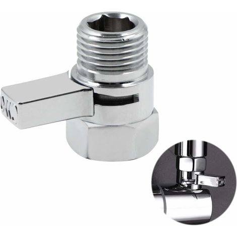 Vanne d'arrêt Pommeau Douche contrôle - Filetage G1/2" robinet extérieur, d'angle chrome Shut-Off pour Flux Robinet Débit Rechange Universelle, Valve d'angle chromée douchette à main, bras douche (1/5)