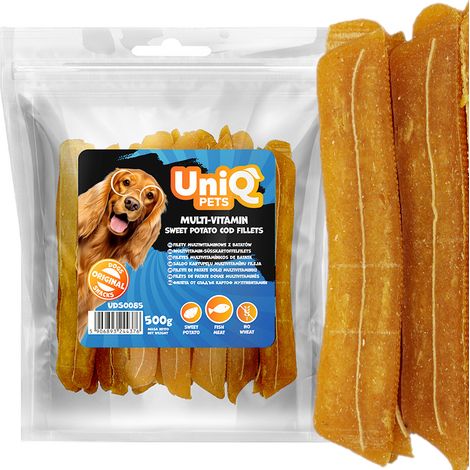 Friandises pour chiens, filets de patate douce multivitaminés UniQ Pets 500 g