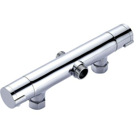 Mitigeur Thermostatique Douche Robinet Anti Brûlure avec 2 Sorties, Montage Mural, Température Constante, Chromé (1/5)