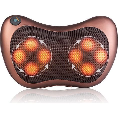 Coussin de massage Shiatsu avec fonction chauffante infrarouge. Appareil de massage électrique pour la nuque, les épaules et le dos. 8 têtes de massage chauffantes 3D rotatives pour la maison, le bure (1/5)