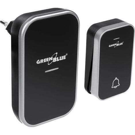 Campanello senza fili Sistema di campanello cinetico wireless, senza batterie, con 38 melodie, portata fino a 200 m, IP44 (1x Ricevitore + 1x Trasmettitore/nero) (1/5)