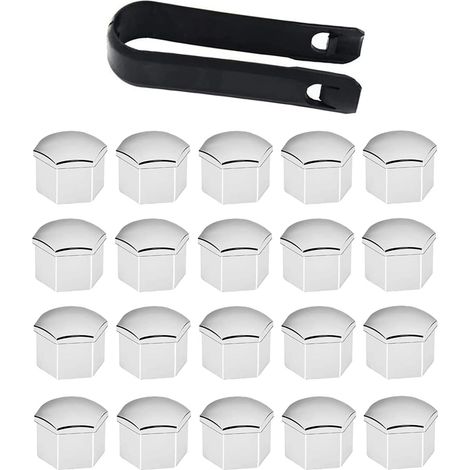 Cache Ecrou, Cache Boulon, Boulon Ecrou Couvre, 20 Pièces Capuchons D'écrou de Roue, Capuchons Protection Hexagonal pour écrous de Roue, avec Outil de Suppression pour Voitures, 19mm (1/5)