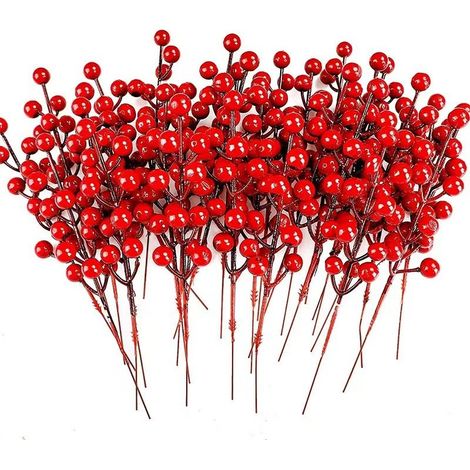 20er-Pack 20 cm burgunderrote Beerenspieße für Weihnachtsbaumzweige, Heimdekorationen, Stechpalmenbeeren zum Basteln, Hochzeitsdekoration, Winterurlaub (1/3)