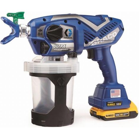 Graco – Pistolet à peinture sans fil 18V – Pulvérisateur airless pour acryliques et solvants – Pression 14 MPa – 2 batteries 2Ah – 17P258