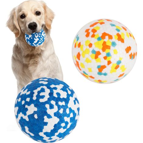 2 balles pour chien, caoutchouc alimentaire, 7,6 cm, antidérapantes, flottantes, pour jeux intérieurs/extérieurs (1/5)