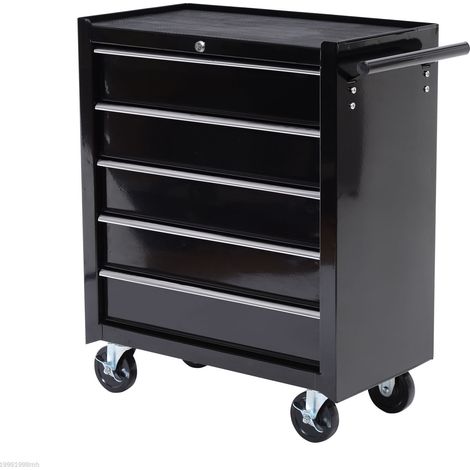 Armoire à outils roulable 5 tiroirs acier noir