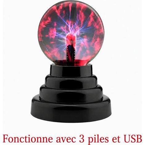 Lampe boule à plasma magique 3 pouces tactile USB et piles 3 usb 11 × 11 × 15 cm 270 g – Livraison gratuite