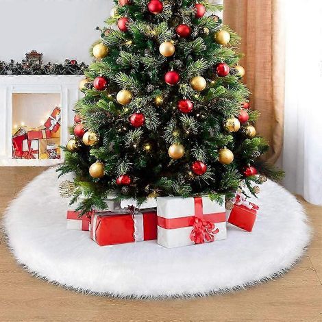 Couverture blanche pour sapin de Noël, couverture pour sapin de Noël de 120 cm, tapis rond en peluche pour sapin de Noël, jupe en peluche pour sapin de Noël (1/5)
