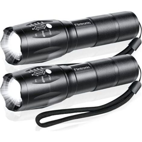 Lampe Torche Ultra Puissante, 2PCS Lampe de Poche Portable, 3000 Lumens, 5 Modes Étanche Anti-Choc Zoomable Lumineux Lampe Torche LED pour Bricolage Extérieur et Conditions Extrêmes
