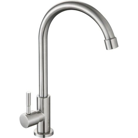 Robinet d'eau froide simple pour évier, robinet de cuisine noir de qualité supérieure, pivotant à 360° dans les deux sens, robinet d'évier de cuisine à poignée unique, acier inoxydable 304 (1/4)
