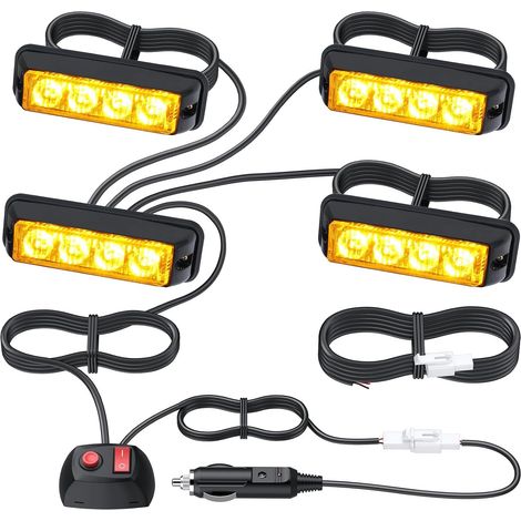 Feux de Pénétration 4 LEDs 16W IP65-18 Modes Flash - Avertisseur d'Urgence pour Remorque Caravane Van Camion (1/5)