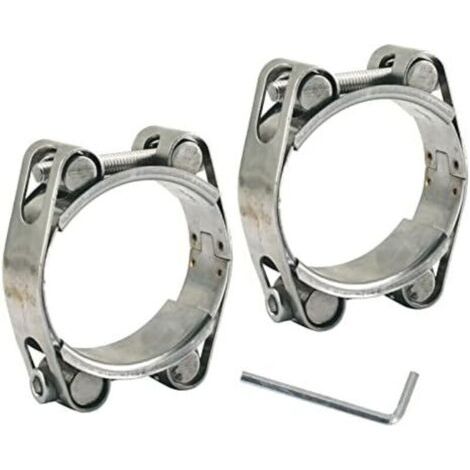Collier de serrage robuste en acier inoxydable 304 à double tête double couche 45-55 mm Largeur de la bande 20 mm (2 pièces avec clé)