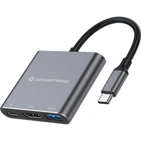 Conceptronic DONN18G 3-in-1 USB 3.2 Gen 1 Dockingstation, HDMI, USB 3.0, 100W USB PD