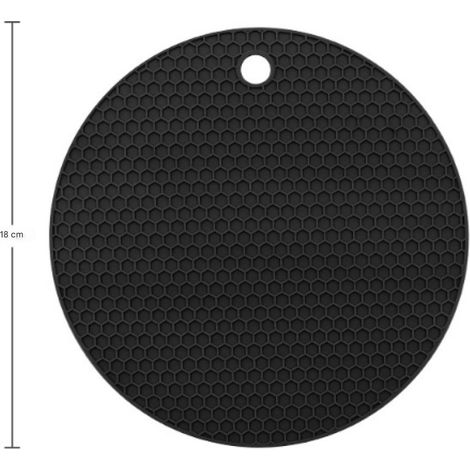 Sous-verres en silicone - Ronds - Antidérapants et résistants à la chaleur - 4 pièces - Convient aux casseroles et théières - Noir (1/5)