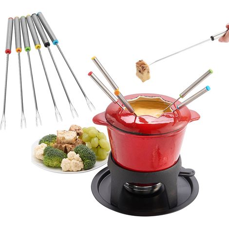 6 pièces Fourchettes à Fondue en Acier Inoxydable pour Chocolat et Fromage, Ustensile de Cuisine